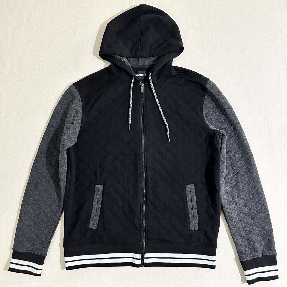 Tony Hawk Shirt Mens Medium Jacket Zip Hoodie Fleece Black/Grey